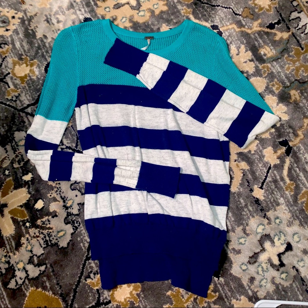 Striped long sleeve with net details